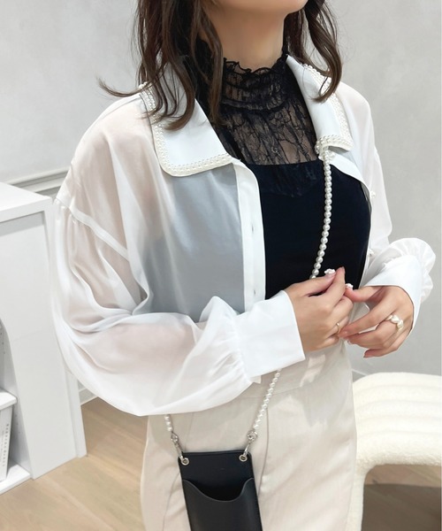 apres jour（アプレジュール）の「レース切り替えハイネックインナー【ZOZOTOWN限定アイテム】（キャミソール・レディース・ブラック/オフホワイト・X-LARGE/フリー）」の11枚目の写真