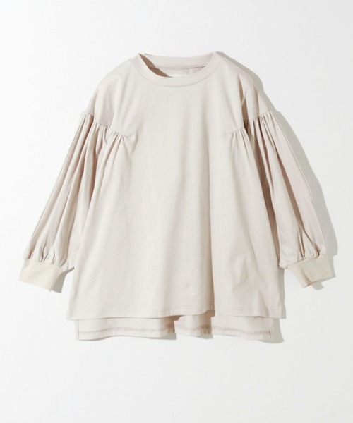 MIDIUMISOLID(ミディウミソリッド)の「MIDIUMISOLID Lady’s ボリュームスリーブドルマンT(Tシャツ/カットソー・レディース・ブラック/オフホワイト/ベージュ/ライトブルー・FREE)」の3枚目の写真