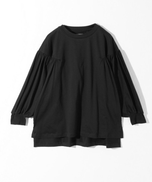 MIDIUMISOLID(ミディウミソリッド)の「MIDIUMISOLID Lady’s ボリュームスリーブドルマンT(Tシャツ/カットソー・レディース・ブラック/オフホワイト/ベージュ/ライトブルー・FREE)」の2枚目の写真