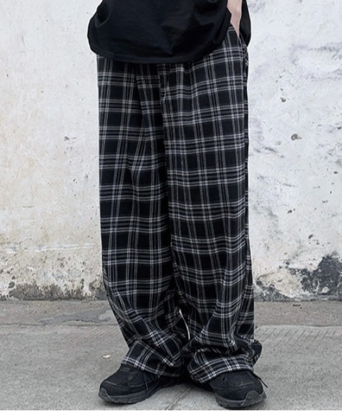 Burner(バーナー)の「【OKUOKU 0909】ワイドレッグパンツ / チェック oku-bottom-619345516220-28 U(その他パンツ・メンズ・A・M/XL/L)」の1枚目の写真
