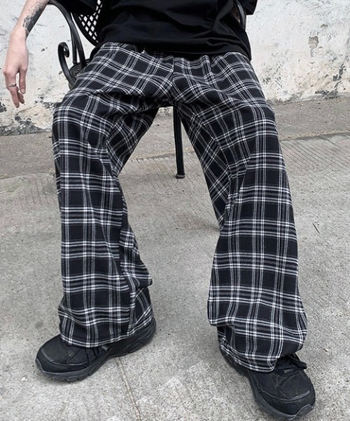 Burner(バーナー)の「【OKUOKU 0909】ワイドレッグパンツ / チェック oku-bottom-619345516220-28 U(その他パンツ・メンズ・A・M/XL/L)」の3枚目の写真
