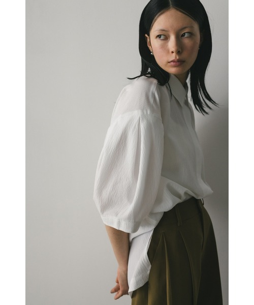 STYLEMIXER(スタイルミキサー)の「ワッシャータックスリーブシャツ(シャツ/ブラウス・レディース・オレンジ/ホワイト/ブラック・FREE)」の5枚目の写真