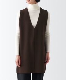 洗えるミラノリブ編みロングベスト