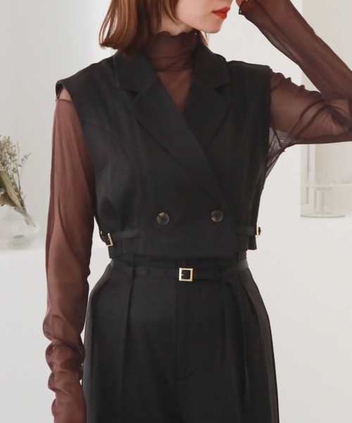 archives(アルシーヴ)の「’サイドベルトショートテーラーベスト'(その他アウター・レディース・モカ/ブラック/アイボリー・MEDIUM)」の3枚目の写真