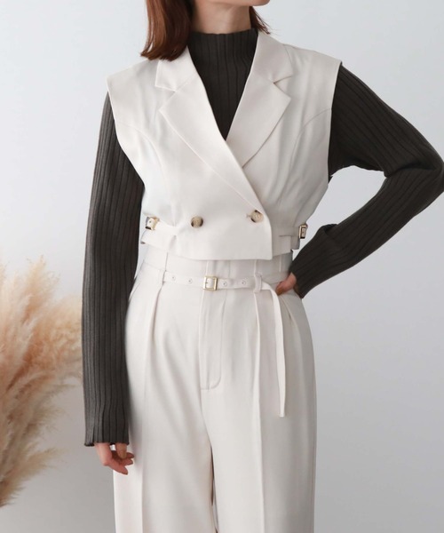 archives(アルシーヴ)の「’サイドベルトショートテーラーベスト'(その他アウター・レディース・モカ/ブラック/アイボリー・MEDIUM)」の7枚目の写真