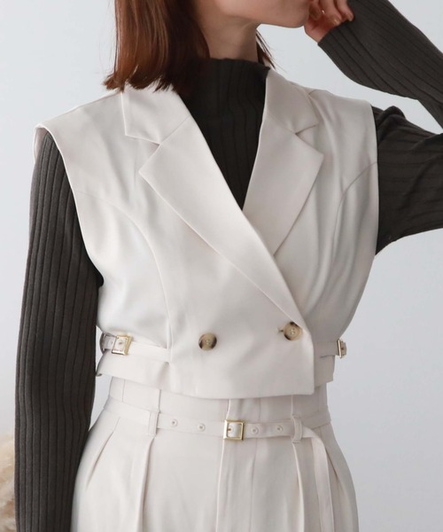 archives(アルシーヴ)の「’サイドベルトショートテーラーベスト'(その他アウター・レディース・モカ/ブラック/アイボリー・MEDIUM)」の5枚目の写真