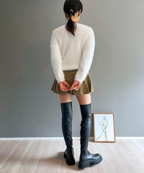 Jewelobe(ジュエローブ)の「シャロ―Vネックシャギーニットプルオーバー(ニット/セーター・レディース・グレー/ブラック/ピンク/ホワイト/ブルー・FREE)」の10枚目の写真