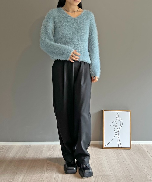 ☆to.mo.12様専用☆新品未使用☆Vネックシャギーニット セット