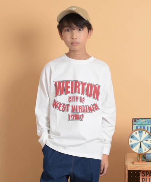 GLAZOS(グラソス)の「アソートスタンダードカレッジフロントロゴプリントTシャツ(Tシャツ/カットソー・キッズ・グレー/ホワイト/ベージュ/イエロー/インディゴブルー/ブラック・140cm/150cm/160cm/170cm)」の2枚目の写真