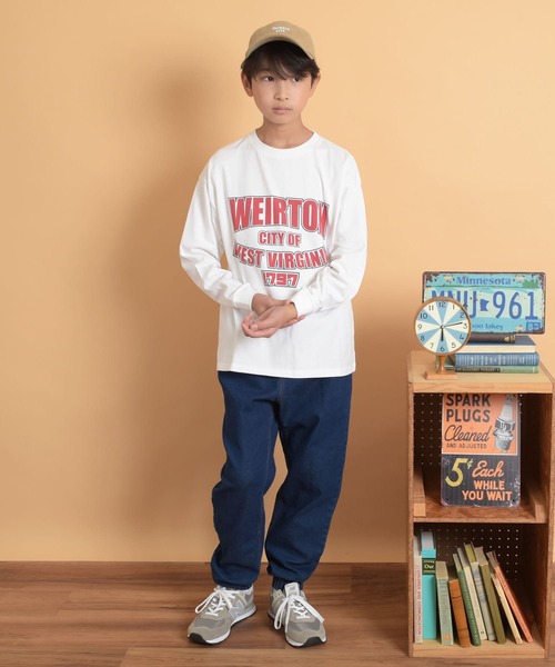 GLAZOS(グラソス)の「アソートスタンダードカレッジフロントロゴプリントTシャツ(Tシャツ/カットソー・キッズ・グレー/ホワイト/ベージュ/イエロー/インディゴブルー/ブラック・140cm/150cm/160cm/170cm)」の7枚目の写真