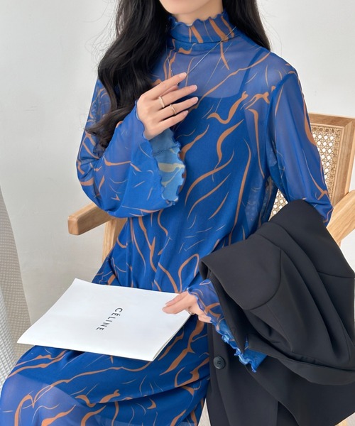 emi+(エミプラス)の「インナーキャミ付きメロウシーズルメッシュシアーロングワンピース(ワンピース・レディース・ブラック系その他/ブルー系その他/ブラック/ブラウン系その他/ブラウン/グリーン系その他/グリーン・M/L)」の19枚目の写真