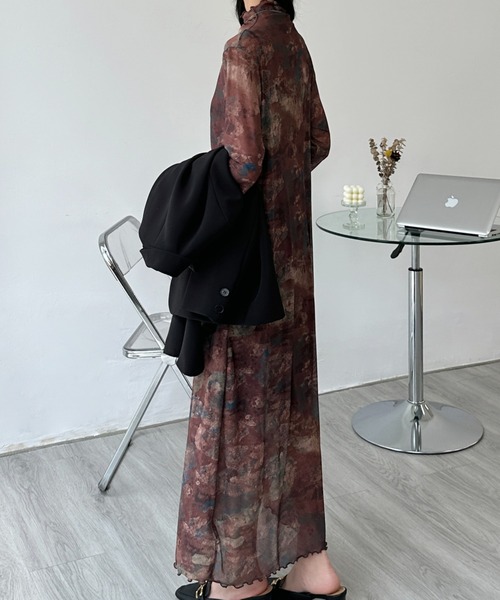 emi+(エミプラス)の「インナーキャミ付きメロウシーズルメッシュシアーロングワンピース(ワンピース・レディース・ブラック系その他/ブルー系その他/ブラック/ブラウン系その他/ブラウン/グリーン系その他/グリーン・M/L)」の17枚目の写真