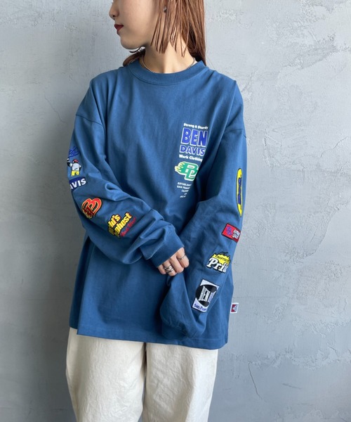 BEN DAVIS（ベンデイビス）の「[BEN DAVIS/ベンデイビス] SPONSORED EMB 袖ワッペンロゴ ロングスリーブTシャツ（Tシャツ/カットソー・レディース・ブラック/ホワイト/ブルー・L/M/XL）」の11枚目の写真