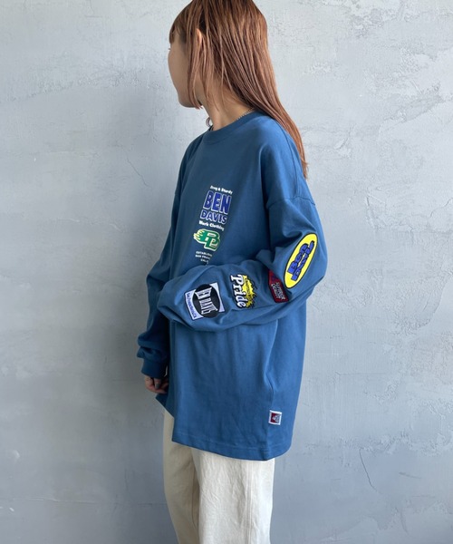 BEN DAVIS（ベンデイビス）の「[BEN DAVIS/ベンデイビス] SPONSORED EMB 袖ワッペンロゴ ロングスリーブTシャツ（Tシャツ/カットソー・レディース・ブラック/ホワイト/ブルー・L/M/XL）」の12枚目の写真