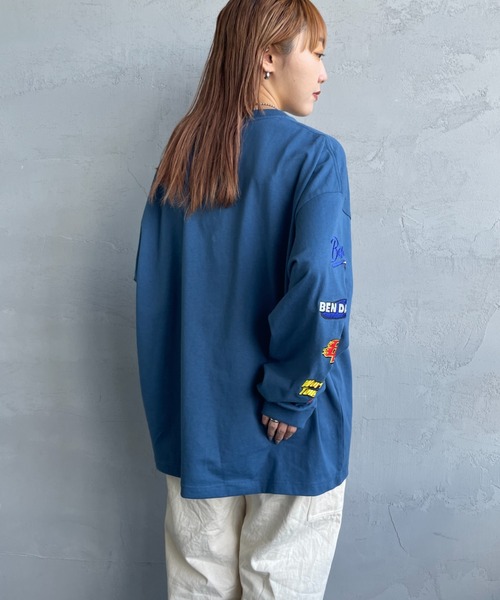 BEN DAVIS（ベンデイビス）の「[BEN DAVIS/ベンデイビス] SPONSORED EMB 袖ワッペンロゴ ロングスリーブTシャツ（Tシャツ/カットソー・レディース・ブラック/ホワイト/ブルー・L/M/XL）」の13枚目の写真