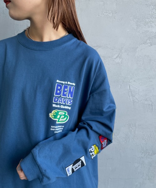 BEN DAVIS（ベンデイビス）の「[BEN DAVIS/ベンデイビス] SPONSORED EMB 袖ワッペンロゴ ロングスリーブTシャツ（Tシャツ/カットソー・レディース・ブラック/ホワイト/ブルー・L/M/XL）」の14枚目の写真