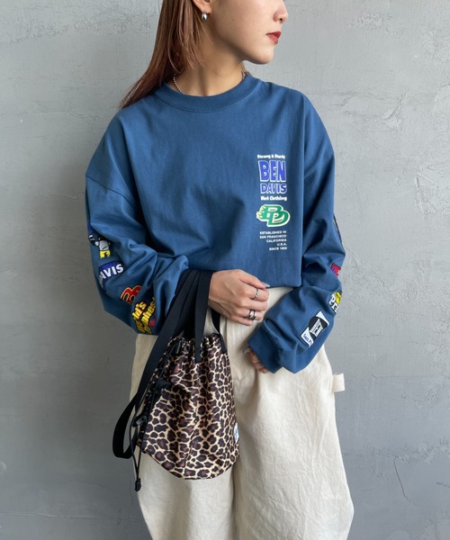 BEN DAVIS（ベンデイビス）の「[BEN DAVIS/ベンデイビス] SPONSORED EMB 袖ワッペンロゴ ロングスリーブTシャツ（Tシャツ/カットソー・レディース・ブラック/ホワイト/ブルー・L/M/XL）」の5枚目の写真