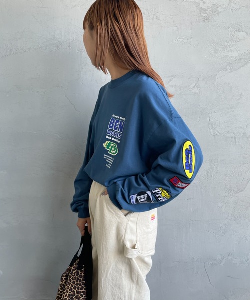 BEN DAVIS（ベンデイビス）の「[BEN DAVIS/ベンデイビス] SPONSORED EMB 袖ワッペンロゴ ロングスリーブTシャツ（Tシャツ/カットソー・レディース・ブラック/ホワイト/ブルー・L/M/XL）」の6枚目の写真