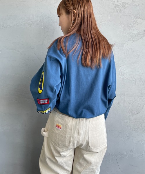 BEN DAVIS（ベンデイビス）の「[BEN DAVIS/ベンデイビス] SPONSORED EMB 袖ワッペンロゴ ロングスリーブTシャツ（Tシャツ/カットソー・レディース・ブラック/ホワイト/ブルー・L/M/XL）」の7枚目の写真