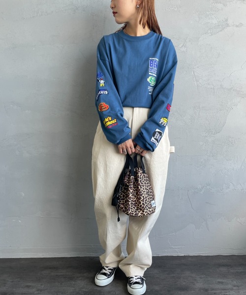 BEN DAVIS（ベンデイビス）の「[BEN DAVIS/ベンデイビス] SPONSORED EMB 袖ワッペンロゴ ロングスリーブTシャツ（Tシャツ/カットソー・レディース・ブラック/ホワイト/ブルー・L/M/XL）」の8枚目の写真
