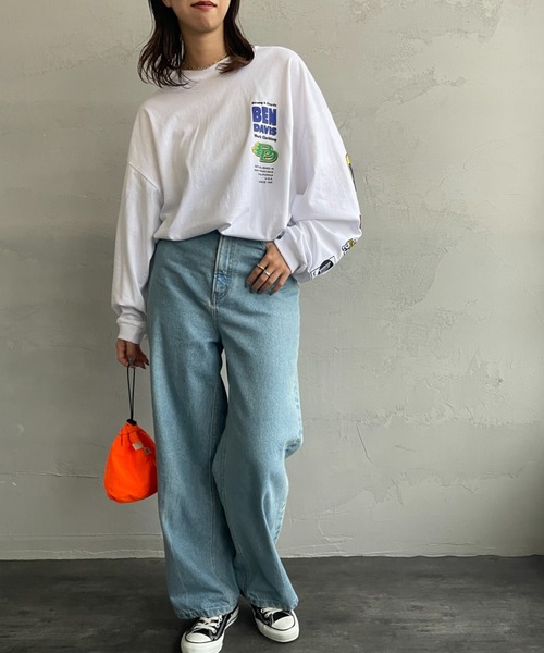 BEN DAVIS（ベンデイビス）の「[BEN DAVIS/ベンデイビス] SPONSORED EMB 袖ワッペンロゴ ロングスリーブTシャツ（Tシャツ/カットソー・レディース・ブラック/ホワイト/ブルー・L/M/XL）」の19枚目の写真