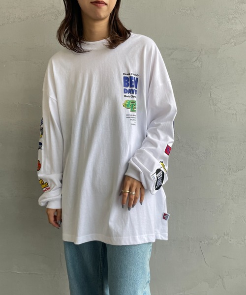 BEN DAVIS（ベンデイビス）の「[BEN DAVIS/ベンデイビス] SPONSORED EMB 袖ワッペンロゴ ロングスリーブTシャツ（Tシャツ/カットソー・レディース・ブラック/ホワイト/ブルー・L/M/XL）」の22枚目の写真