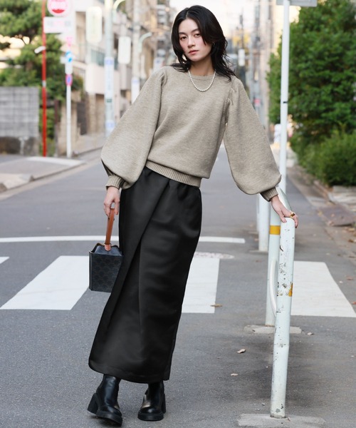 ELFRANK(エルフランク)の「パフスリーブニットプルオーバー(ニット/セーター・レディース・ブラック/グレー/オレンジ/アイボリー・FREE)」の7枚目の写真