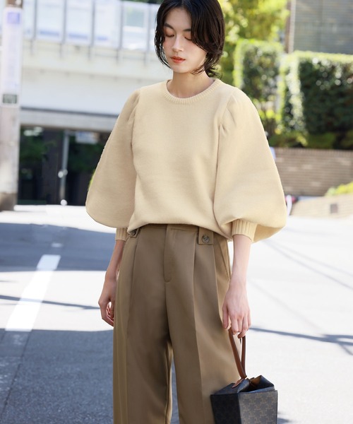 ELFRANK(エルフランク)の「パフスリーブニットプルオーバー(ニット/セーター・レディース・ブラック/グレー/オレンジ/アイボリー・FREE)」の12枚目の写真