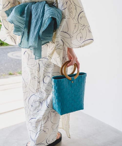 Kastane（カスタネ）の「ウッドハンドルカゴBAG（かごバッグ・レディース・ダークブルー/ブラック/ベージュ・FREE）」の20枚目の写真