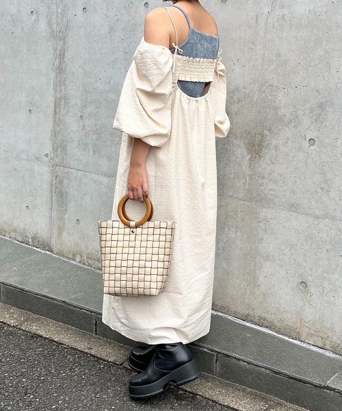 Kastane（カスタネ）の「ウッドハンドルカゴBAG（かごバッグ・レディース・ダークブルー/ブラック/ベージュ・FREE）」の10枚目の写真