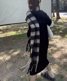 ケーブル編みニットセーターワンピース