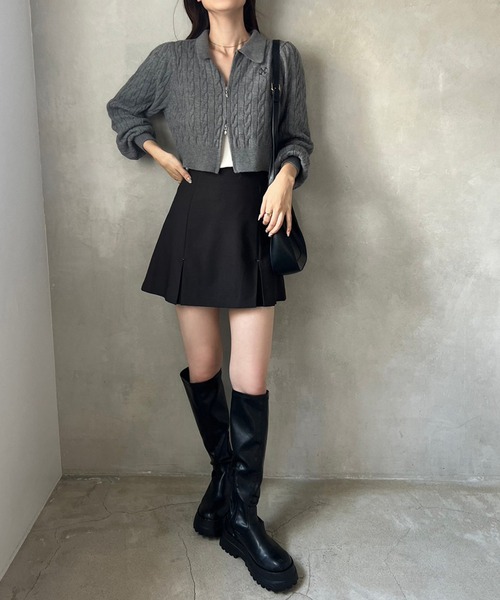 one after another NICE CLAUP(ワンアフターアナザーナイスクラップ)の「リボンが外せる2way/フロントリボンスカート(スカート・レディース・グレー/ブルー/ブラック/ベージュ・FREE)」の18枚目の写真