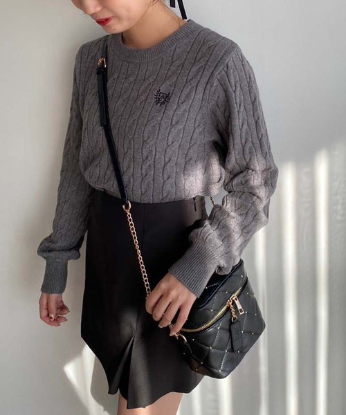 one after another NICE CLAUP(ワンアフターアナザーナイスクラップ)の「リボンが外せる2way/フロントリボンスカート(スカート・レディース・グレー/ブルー/ブラック/ベージュ・FREE)」の11枚目の写真