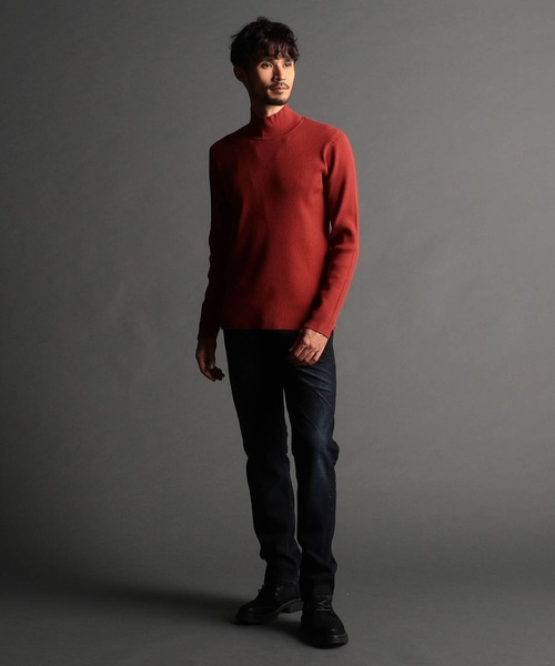 NICOLE CLUB FOR MEN（ニコルクラブフォーメン）の「リブ編み ハイネックニット（ニット/セーター・メンズ・オフホワイト/ブラック/モカ/Brick ・MEDIUM/X-LARGE/LARGE）」の5枚目の写真