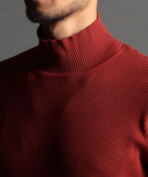 NICOLE CLUB FOR MEN（ニコルクラブフォーメン）の「リブ編み ハイネックニット（ニット/セーター・メンズ・オフホワイト/ブラック/モカ/Brick ・MEDIUM/X-LARGE/LARGE）」の8枚目の写真