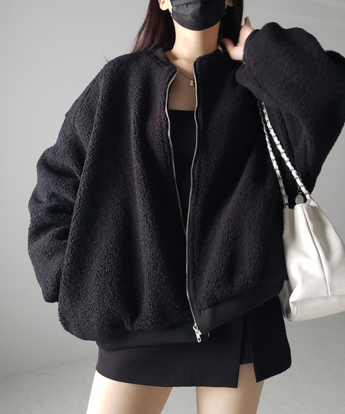 me+em select(ミームセレクト)の「※※【 3color 】ビッグシルエットボリュームボアブルゾン(ブルゾン・レディース・ブラック/アイボリー/ブルー・FREE)」の12枚目の写真