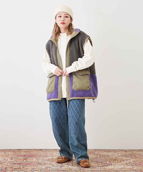 CUBE SUGAR(キューブシュガー)の「WEB限定ジャガードデニム ニーパッチパンツ(デニムパンツ・レディース・ブルー/インディゴブルー・M)」の10枚目の写真