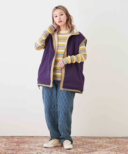 CUBE SUGAR(キューブシュガー)の「WEB限定ジャガードデニム ニーパッチパンツ(デニムパンツ・レディース・ブルー/インディゴブルー・M)」の11枚目の写真