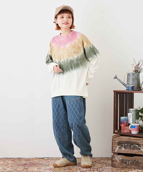 CUBE SUGAR(キューブシュガー)の「WEB限定ジャガードデニム ニーパッチパンツ(デニムパンツ・レディース・ブルー/インディゴブルー・M)」の13枚目の写真