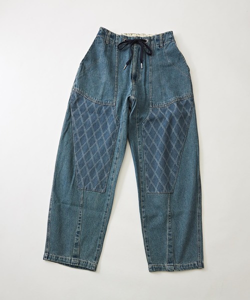 CUBE SUGAR(キューブシュガー)の「WEB限定ジャガードデニム ニーパッチパンツ(デニムパンツ・レディース・ブルー/インディゴブルー・M)」の16枚目の写真
