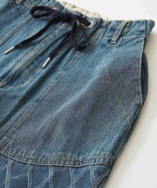 CUBE SUGAR(キューブシュガー)の「WEB限定ジャガードデニム ニーパッチパンツ(デニムパンツ・レディース・ブルー/インディゴブルー・M)」の18枚目の写真