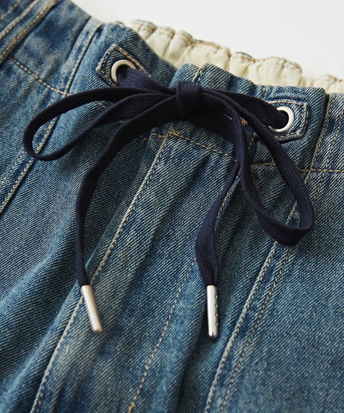 CUBE SUGAR(キューブシュガー)の「WEB限定ジャガードデニム ニーパッチパンツ(デニムパンツ・レディース・ブルー/インディゴブルー・M)」の19枚目の写真