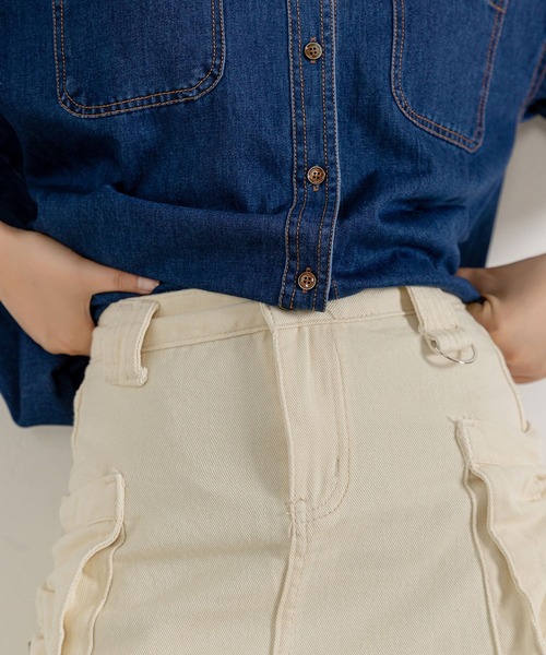DAY CLOSET(デイ クローゼット)の「レディース ミリタリーカーゴデニムスカート(スカート・レディース・アイボリー・M/S/L)」の12枚目の写真