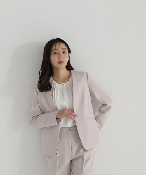 NATURAL BEAUTY BASIC(ナチュラルビューティーベーシック)の「◇ウーステッドダブルクロスSETUP ジャケット(ノーカラージャケット・レディース・グレー/ベージュ・SMALL/MEDIUM/LARGE)」の20枚目の写真