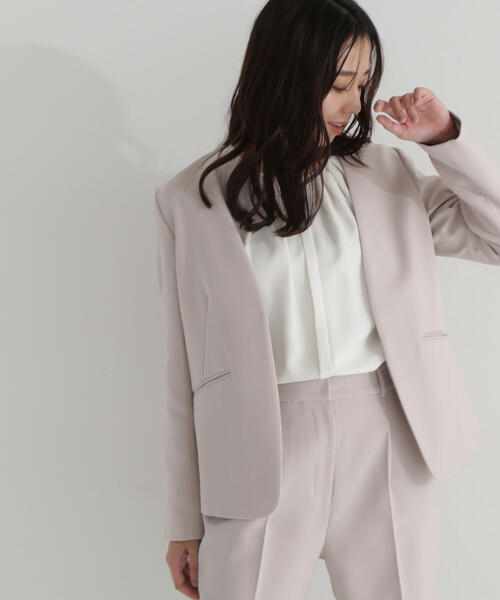 NATURAL BEAUTY BASIC(ナチュラルビューティーベーシック)の「◇ウーステッドダブルクロスSETUP ジャケット(ノーカラージャケット・レディース・グレー/ベージュ・SMALL/MEDIUM/LARGE)」の18枚目の写真