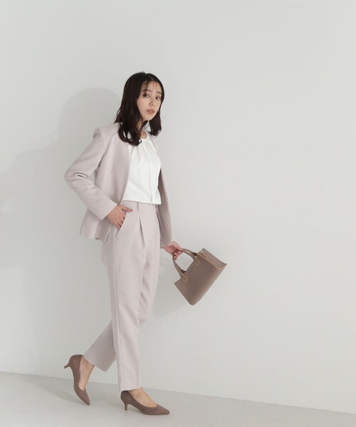 NATURAL BEAUTY BASIC(ナチュラルビューティーベーシック)の「◇ウーステッドダブルクロスSETUP ジャケット(ノーカラージャケット・レディース・グレー/ベージュ・SMALL/MEDIUM/LARGE)」の17枚目の写真