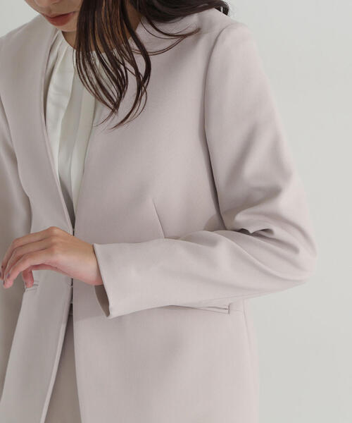 NATURAL BEAUTY BASIC(ナチュラルビューティーベーシック)の「◇ウーステッドダブルクロスSETUP ジャケット(ノーカラージャケット・レディース・グレー/ベージュ・SMALL/MEDIUM/LARGE)」の13枚目の写真