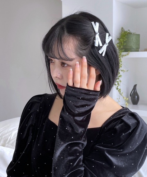 Heather（ヘザー）の「アソートリボンヘアピンSET  989744（ヘアピン・レディース・ブラック/シルバー・ONE SIZE）」の9枚目の写真