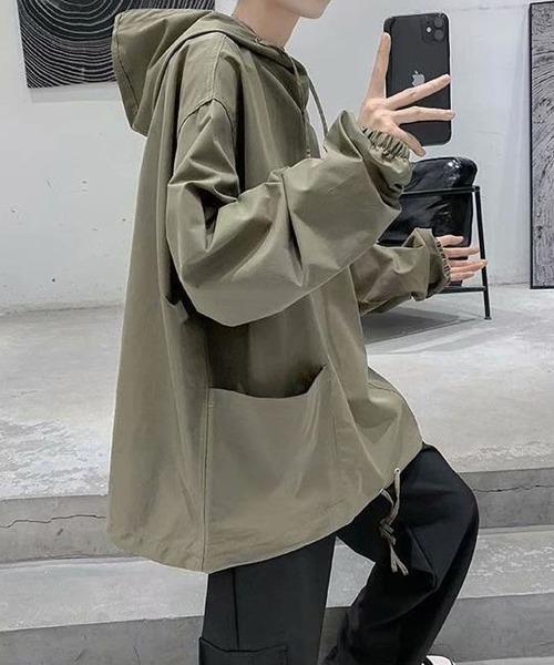 BLANC FICELLE(ブランフィセル)の「オーバーサイズ ナイロンパーカー(ナイロンジャケット・メンズ・グリーン/ブラック・XL/XX-LARGE/M/L)」の10枚目の写真