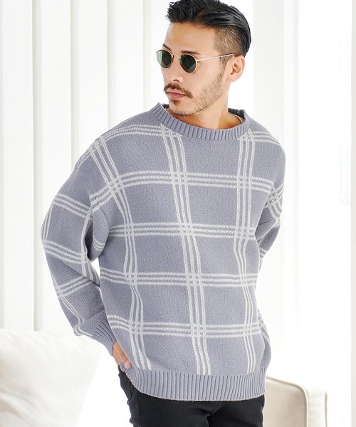 jiggys shop(ジギーズショップ)の「ジャガード総柄 クルーネックニットセーター(ニット/セーター・メンズ・ブラック系その他2/ブルー系その他/ブラック系その他/グレー系その他・MEDIUM/LARGE)」の1枚目の写真